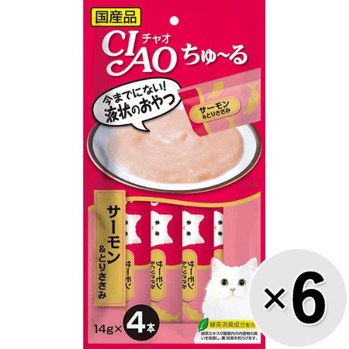 【セット販売】チャオ ちゅ～る サーモン＆とりささみ （14g×4本）×6コ ［ちゅーる］