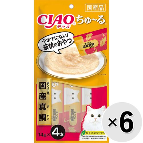 【セット販売】チャオ ちゅ～る まぐろ＆国産真鯛 （14g×4本）×6コ ［ちゅーる］