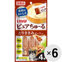 【セット販売】いなば ピュアちゅ～る とりささみ ビーフ入り （14g×4本）×6コ ［ちゅーる］