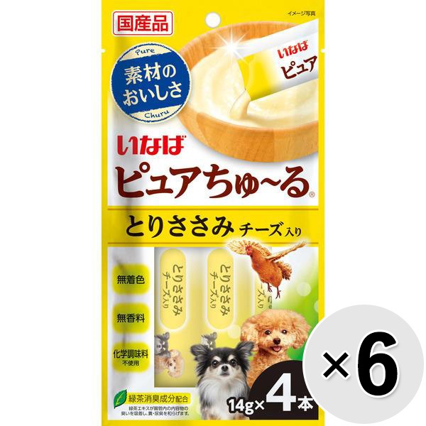 【セット販売】いなば ピュアちゅ～る とりささみ チーズ入り （14g×4本）×6コ ［ちゅーる］