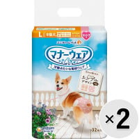 【セット販売】マナーウェア 女の子用 中型犬用 Lサイズ モーヴピンクドット・ピンクチェック 32枚×2コ