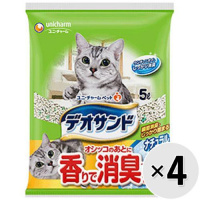 【あす宅】【セット販売】デオサンド オシッコのあとに香りで消臭する砂 ナチュラルソープの香り 5L×4コ