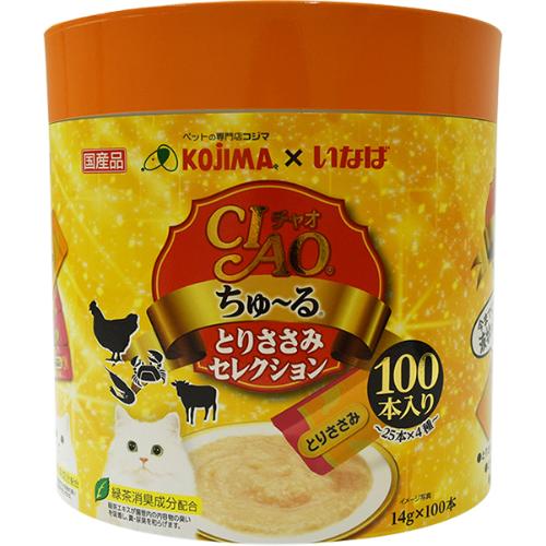 【なくなり次第終了】チャオ ちゅ～る とりささみセレクション 14g×100本入り（25本×4種）［ちゅーる］