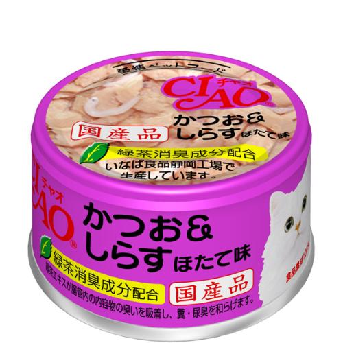 【単品】チャオ ホワイティ かつお＆しらす ほたて味 85g