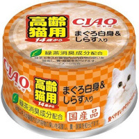 【単品】チャオ ホワイティ 高齢猫用 14歳から まぐろ白身＆しらす入り 75g