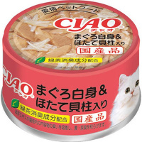 【単品】チャオ ホワイティ まぐろ白身 ほたて貝柱入り 85g