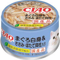 【単品】チャオ ホワイティ まぐろ白身 ささみ・ほたて貝柱入り 85g