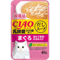 【単品】チャオだしスープパウチ 乳酸菌入り まぐろ ほたて貝柱・ささみ入り 40g