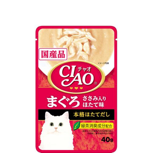 【単品】チャオパウチ まぐろ ささみ入り ほたて味 40g