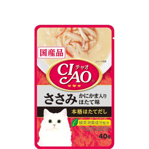 【単品】チャオパウチ ささみ かにかま入り  ほたて味 40g