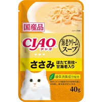【単品】チャオだしスープパウチ 海老クリームスープ ささみ ほたて貝柱・甘海老入り 40g
