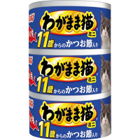 【単品】わがまま猫 まぐろミニ 11歳からのかつお節入り まぐろ 60g×3缶パック