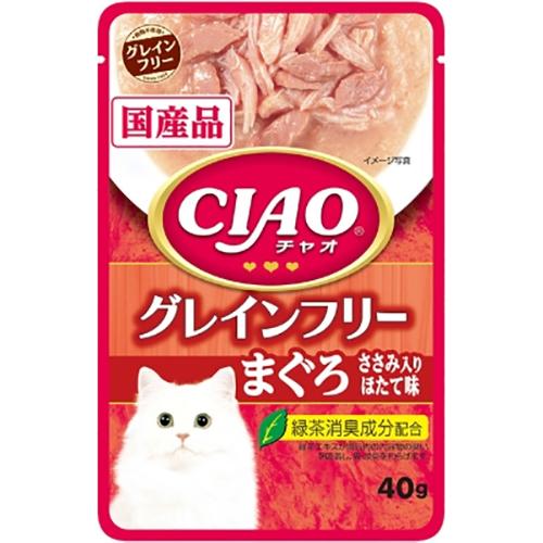 【単品】チャオ パウチ グレインフリー まぐろ ささみ入りほたて味 40g