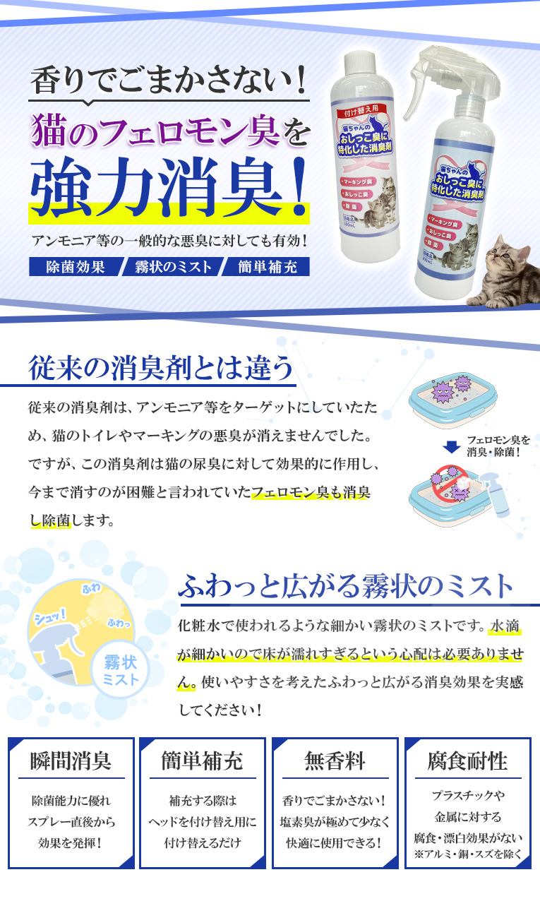 笑顔逸品 猫ちゃんのおしっこ臭に特化した消臭剤