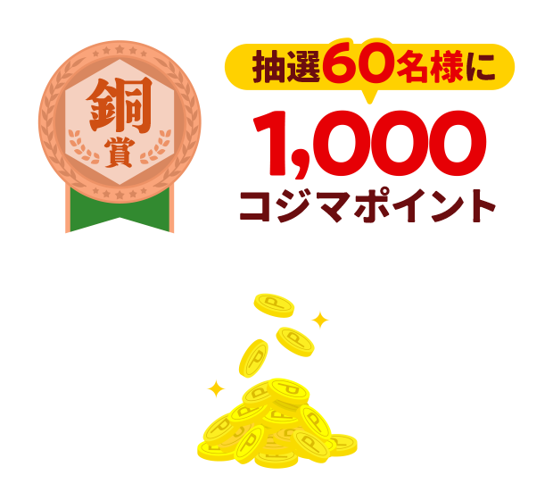 【銅賞】抽選60名様に1,000コジマポイント