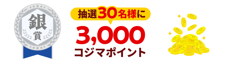 【銀賞】抽選30名様に3,000コジマポイント