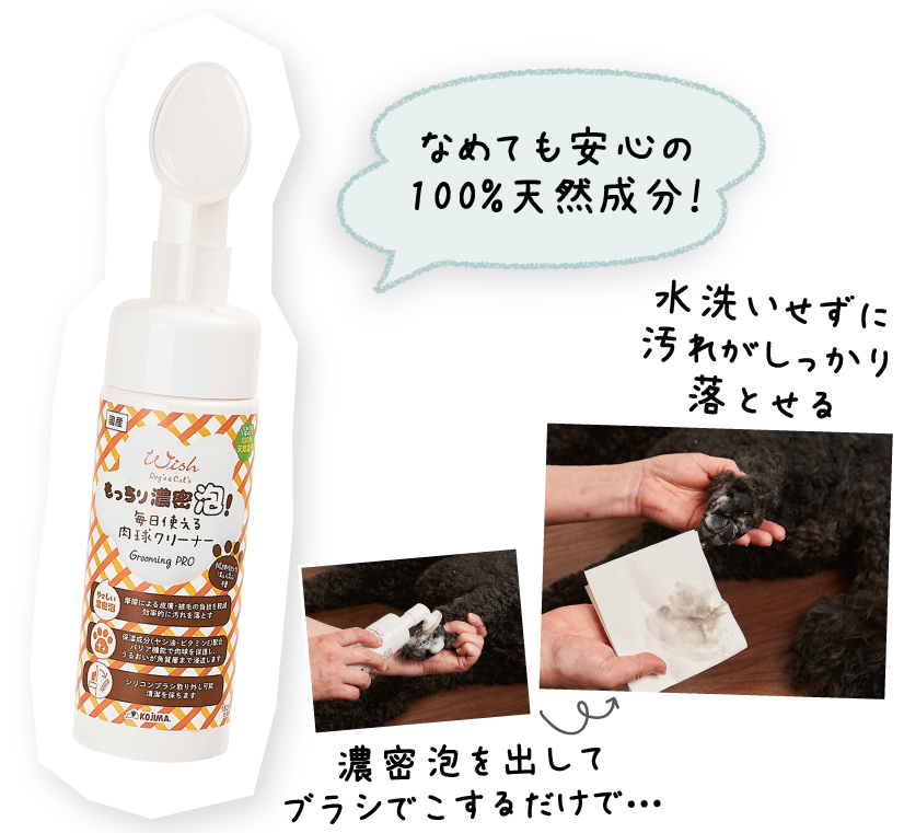 Wish もっちり濃密泡！毎日使える肉球クリーナー