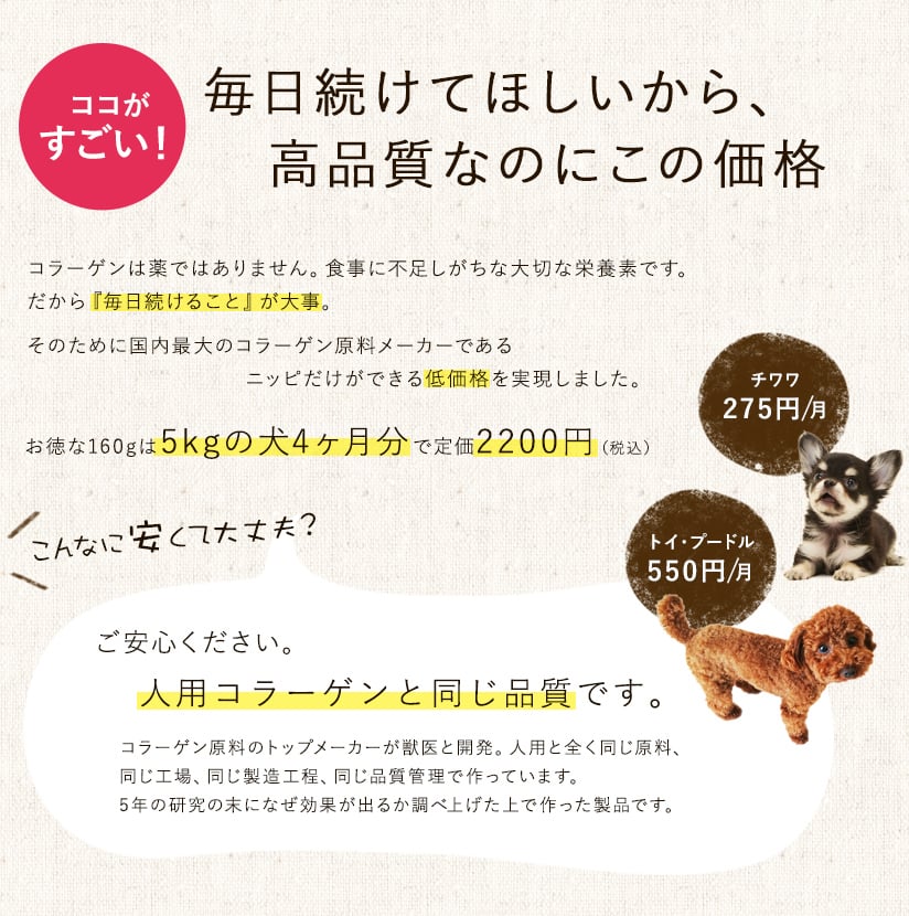 ココがすごい！毎日続けてほしいから、高品質なのにこの価格