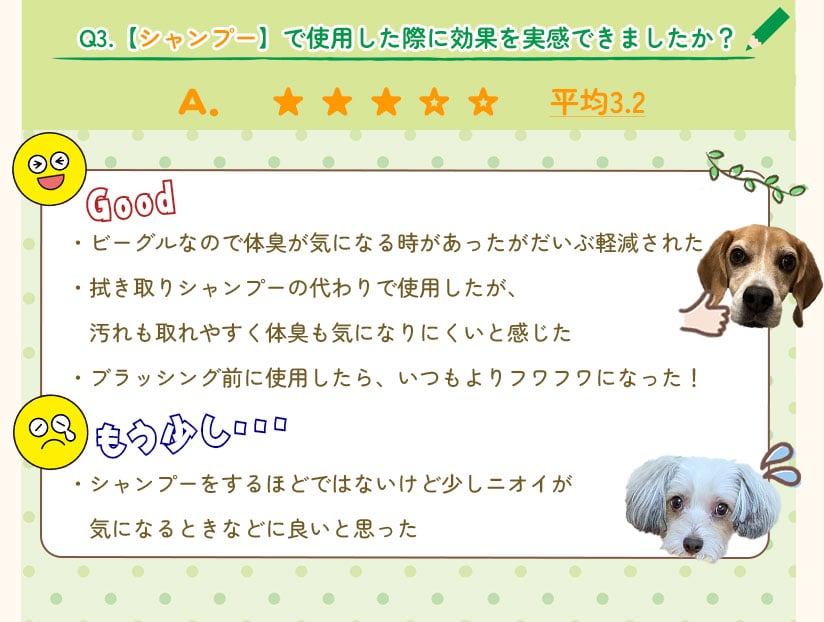 Q3.【シャンプー】で使用した際に効果を実感できましたか？